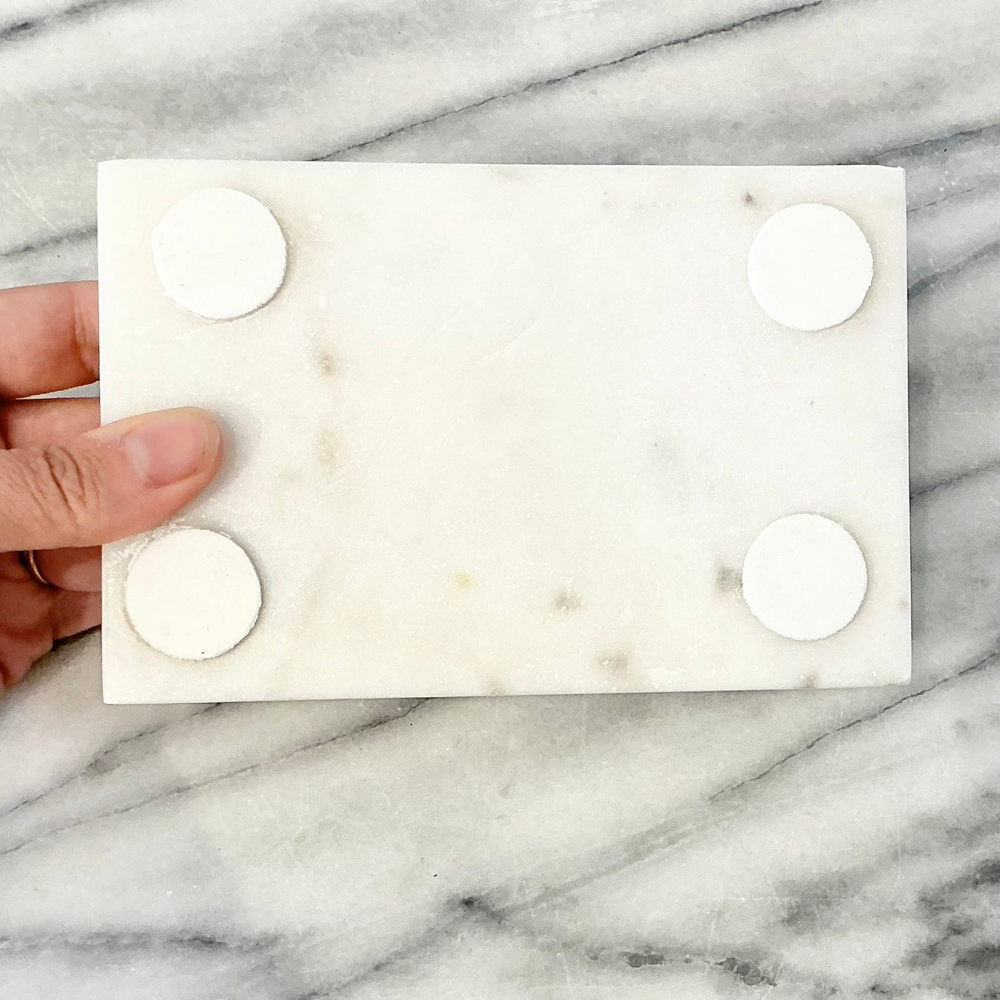Found Stone Tray with Floral Shell Inlay