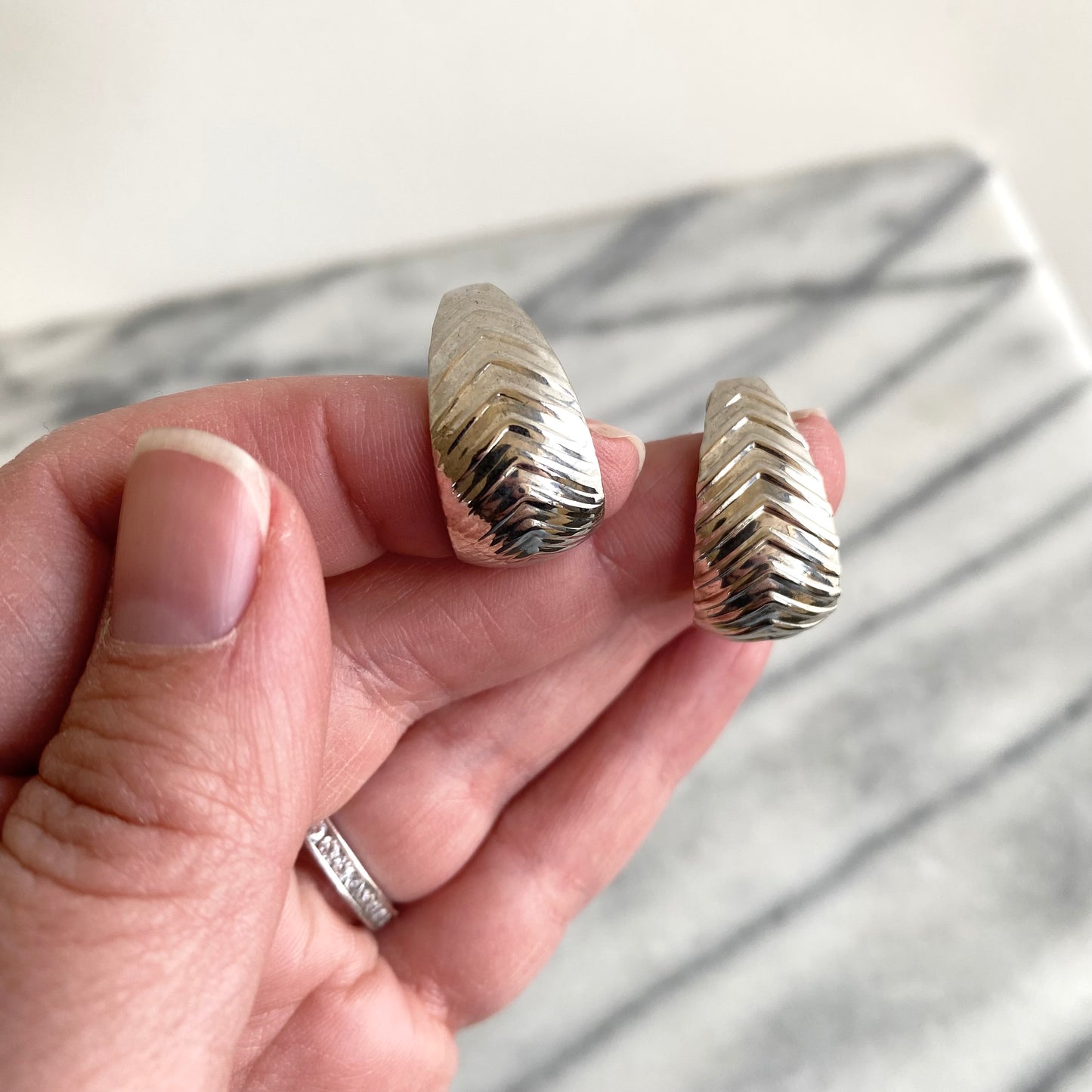 Vintage Silver “Chevron” Earrings