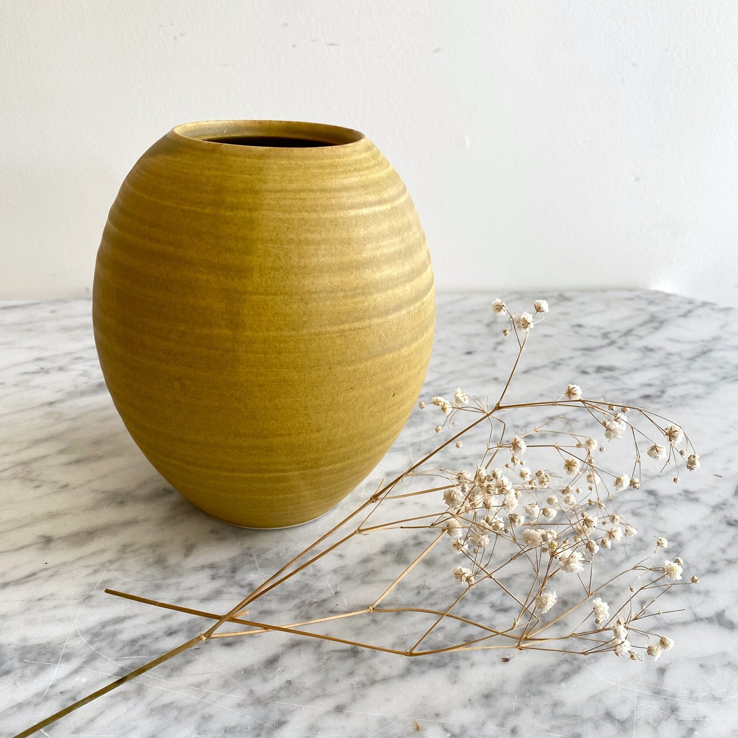 Vintage Yellow Pottery Vase, Japan