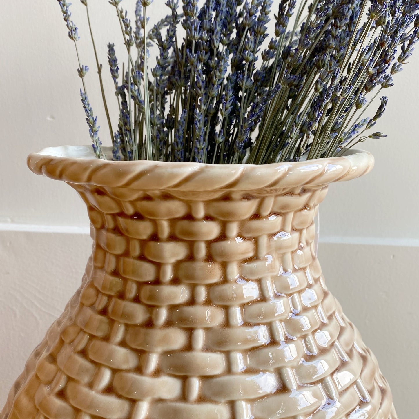 XL Ceramic Vase with Woven Texture, 13"