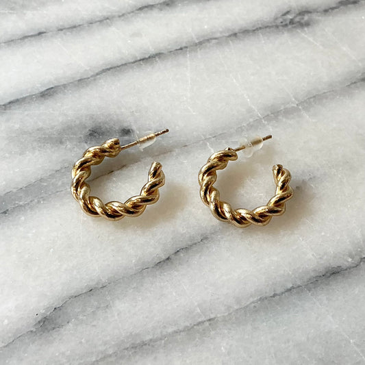 Vintage Golden Twist Hoops