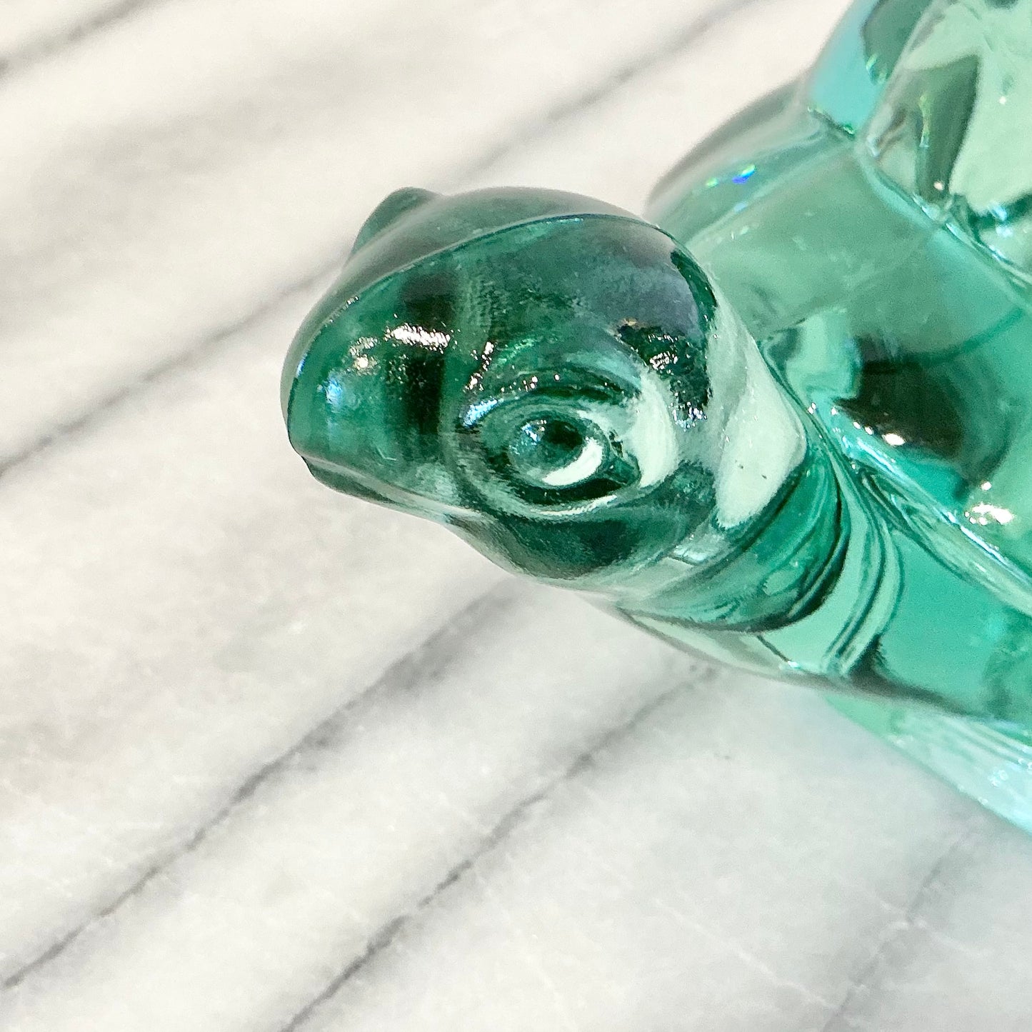 Vintage Green Glass Turtle Votive Holder