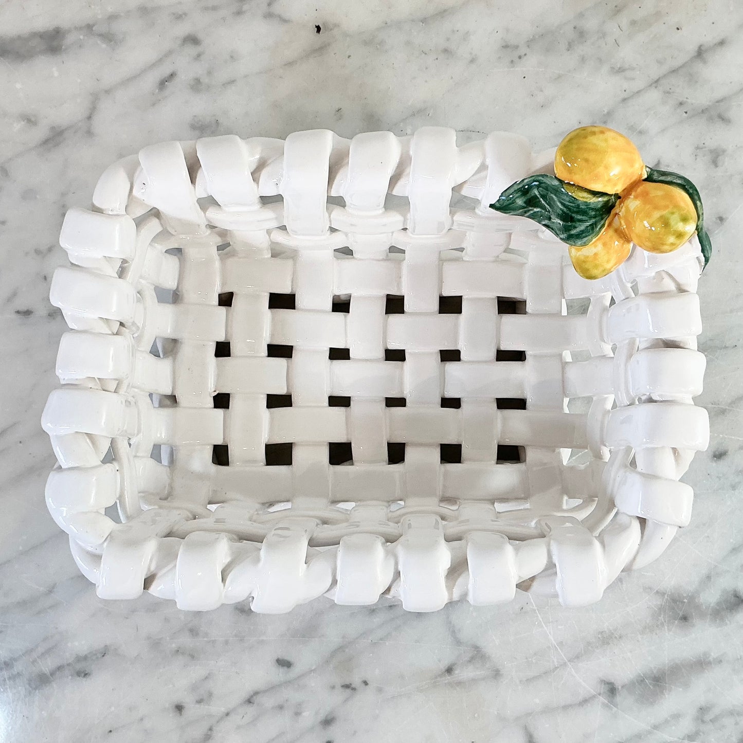 Vintage Woven Ceramic Lemon Basket