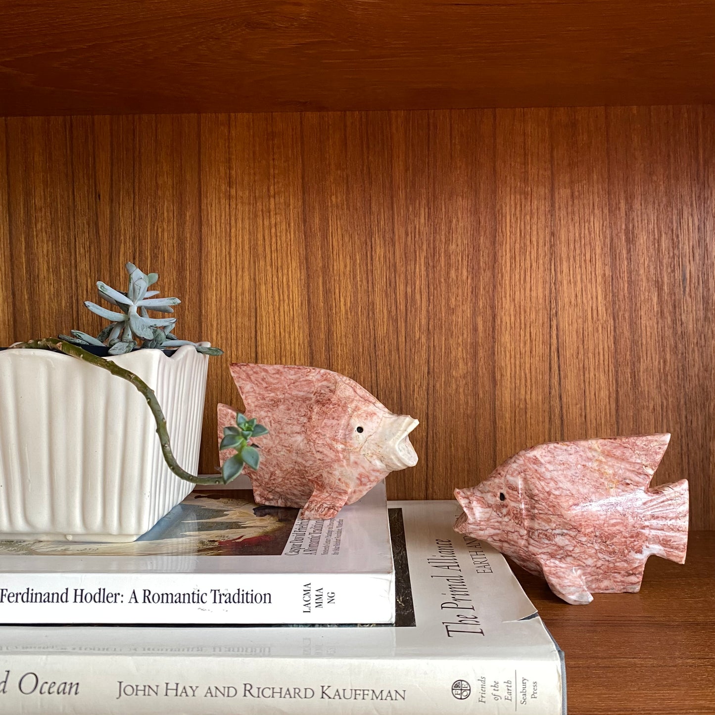 Pair of Vintage Pink Marble Fish