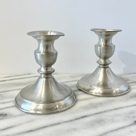 Pair of Vintage Pewter Candlestick Holders