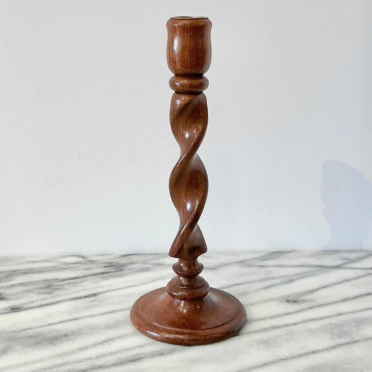 Vintage Spiral Wooden Candle Holder