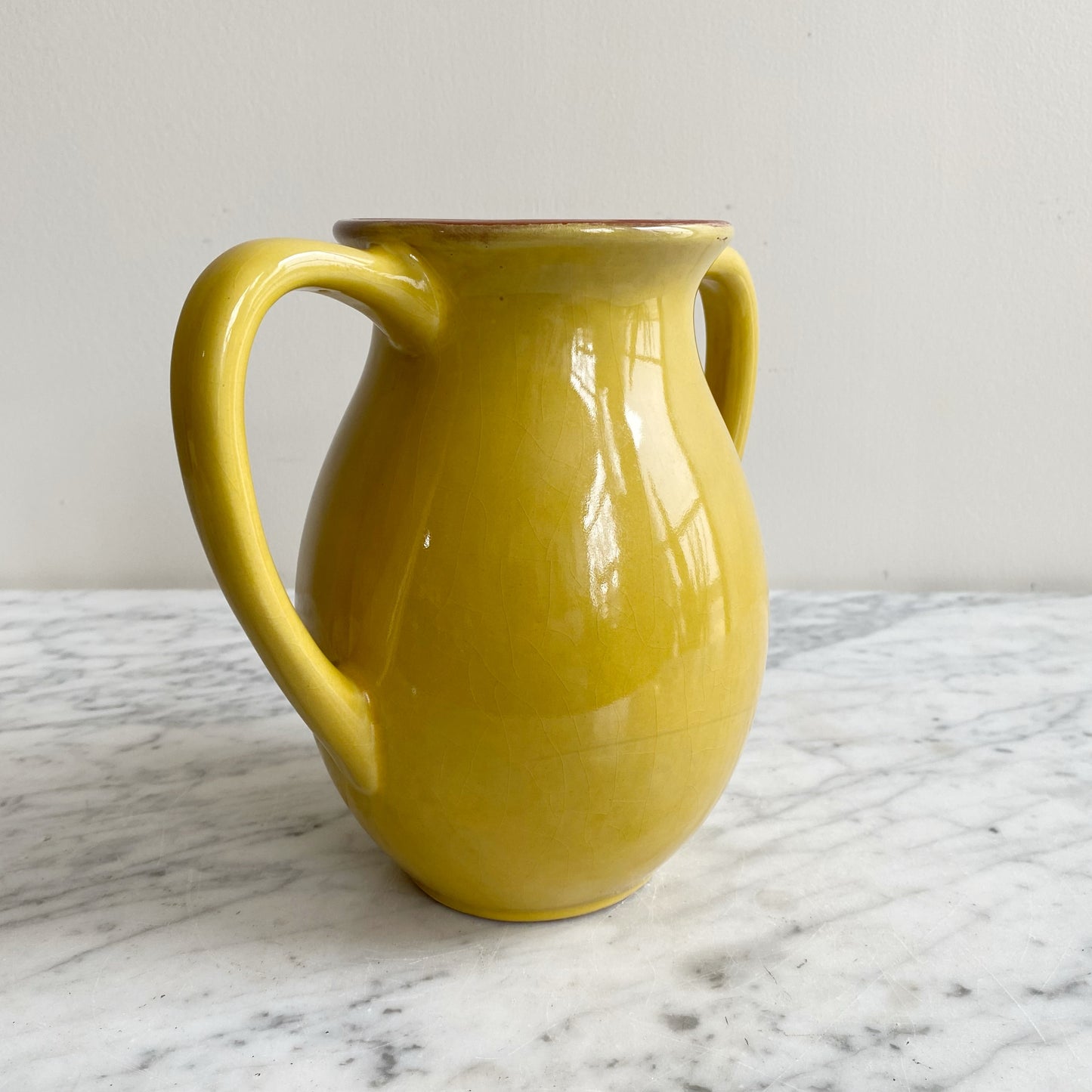 Vintage Yellow Double-Handled Ceramic Vase, Portugal