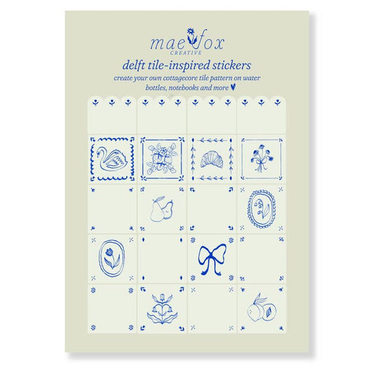 Delft Tile Premium Vinyl Sticker Sheet