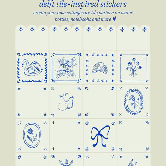 Delft Tile Premium Vinyl Sticker Sheet