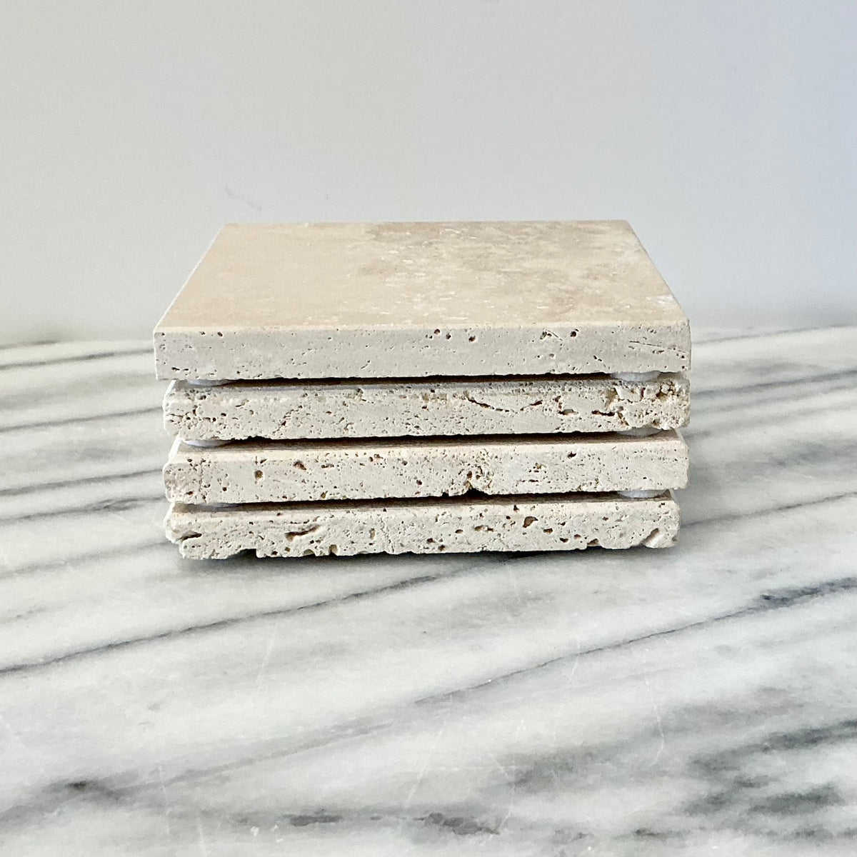 S/4 Vintage Travertine Coasters