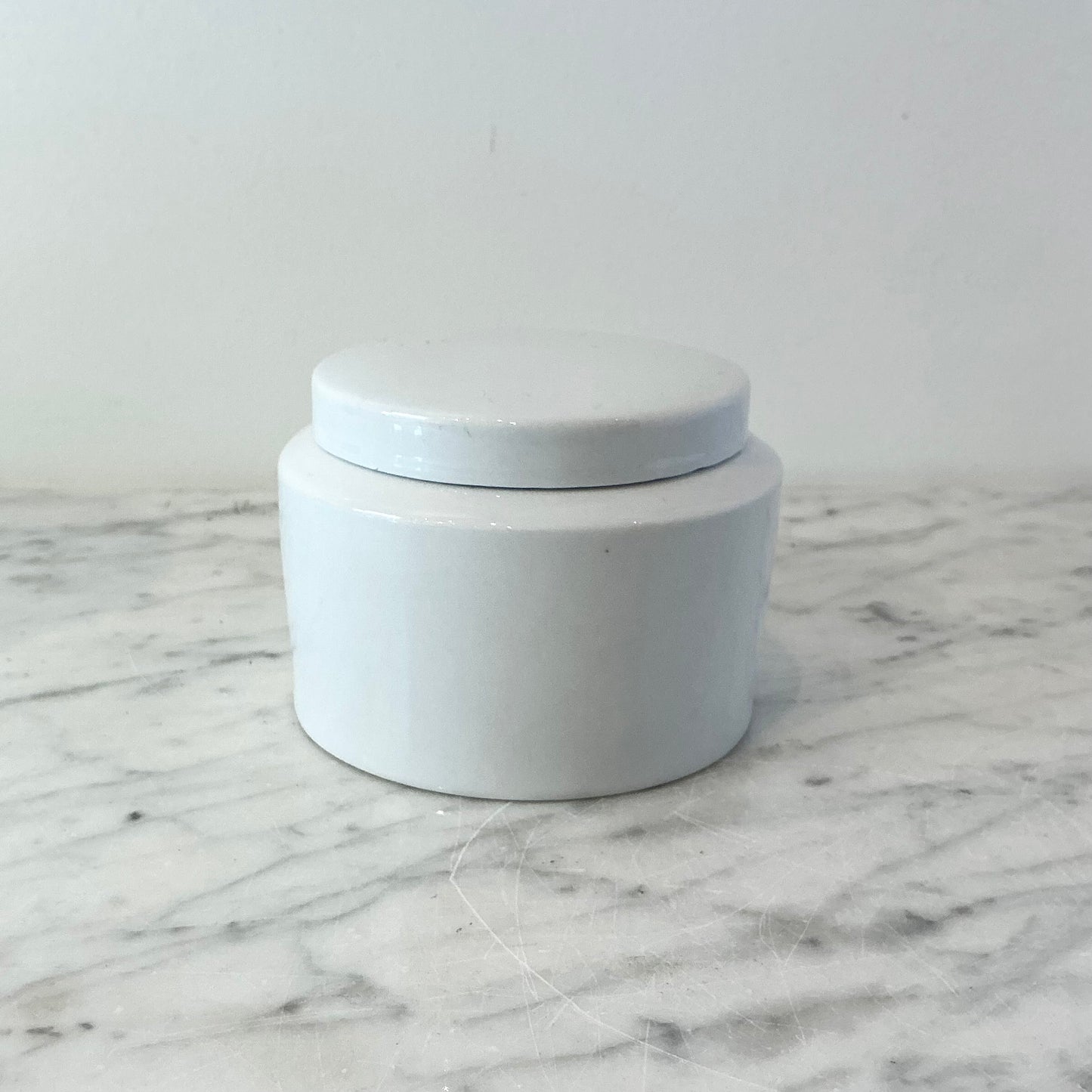 Found White Ceramic Container with Lid