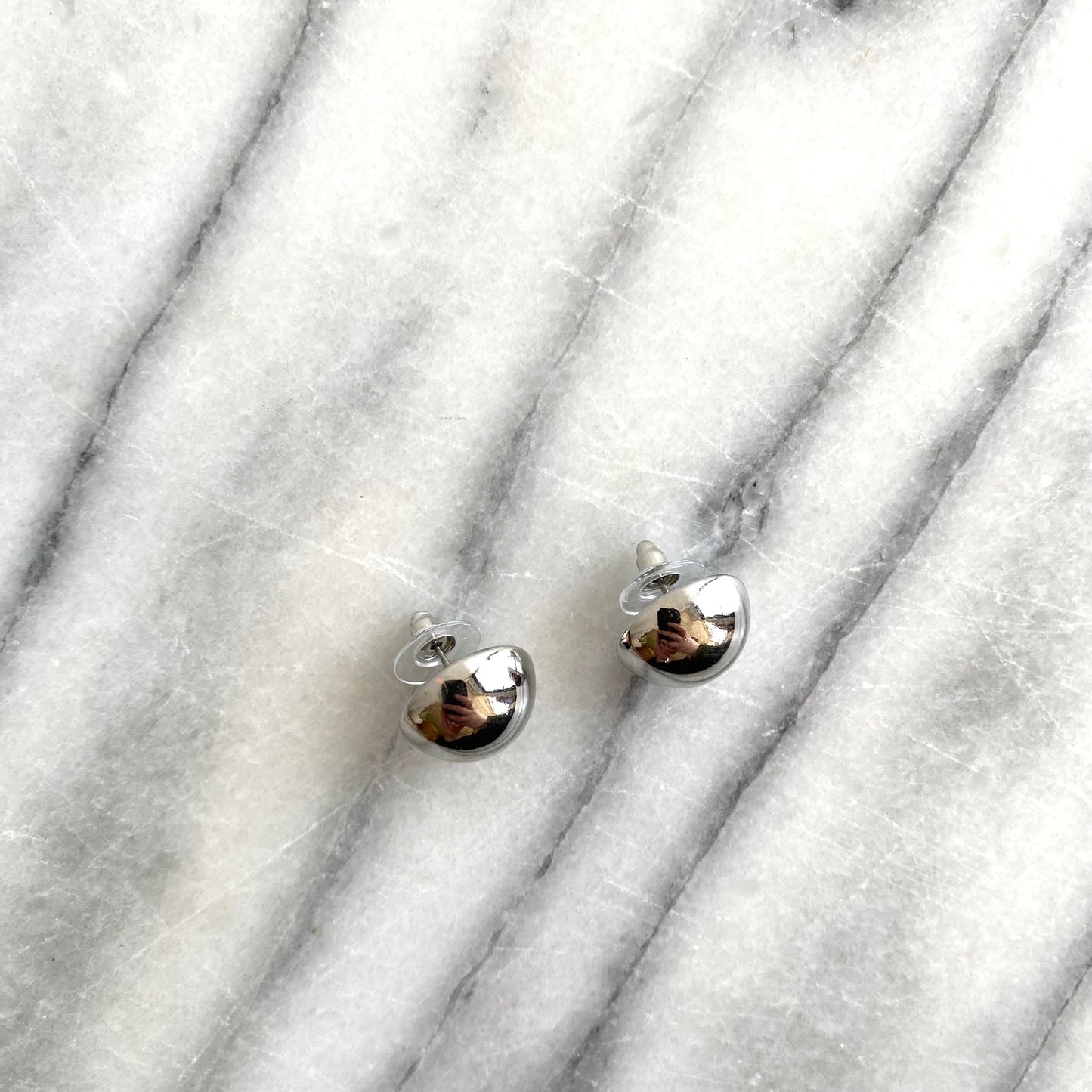 Vintage Rounded Chrome Earrings