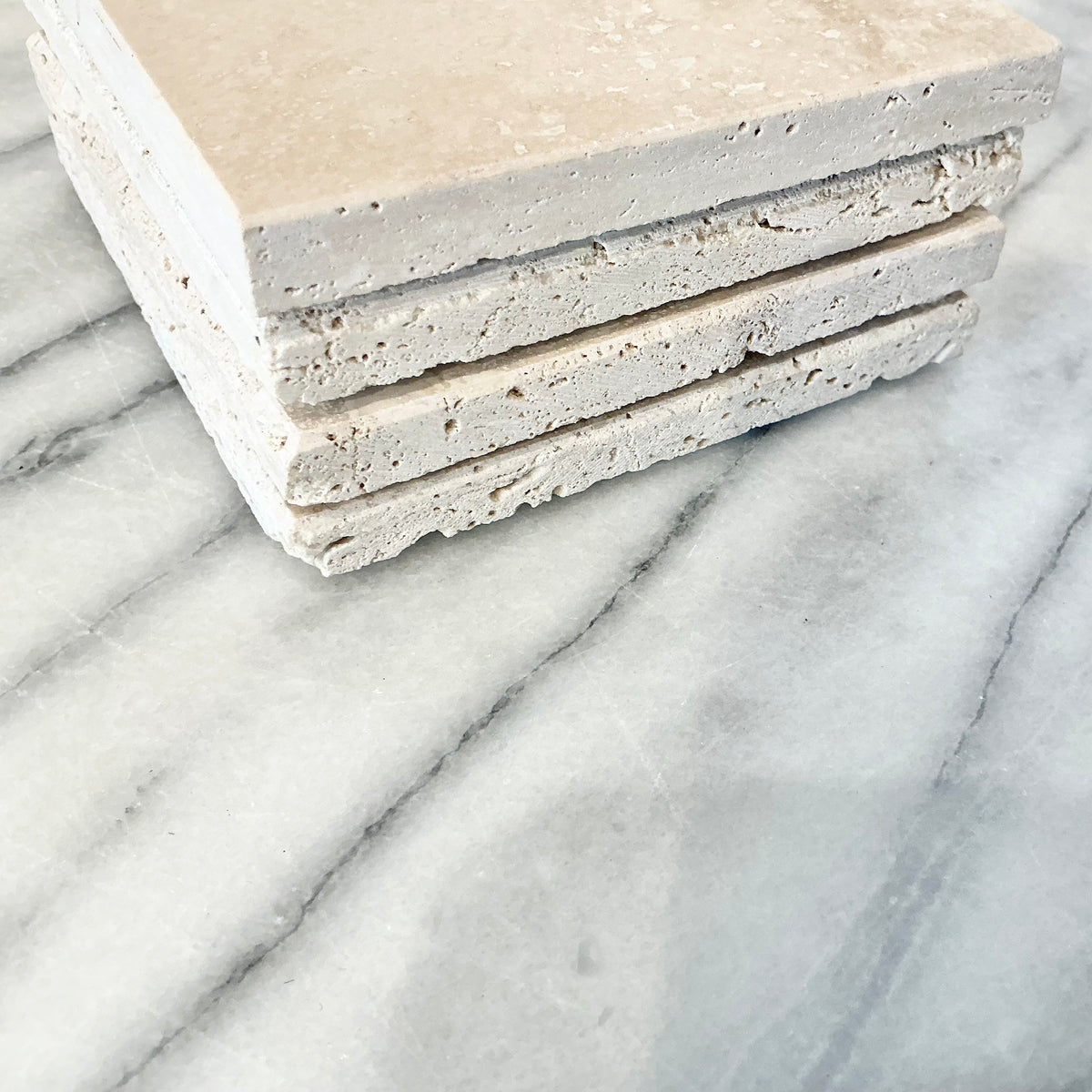 S/4 Vintage Travertine Coasters