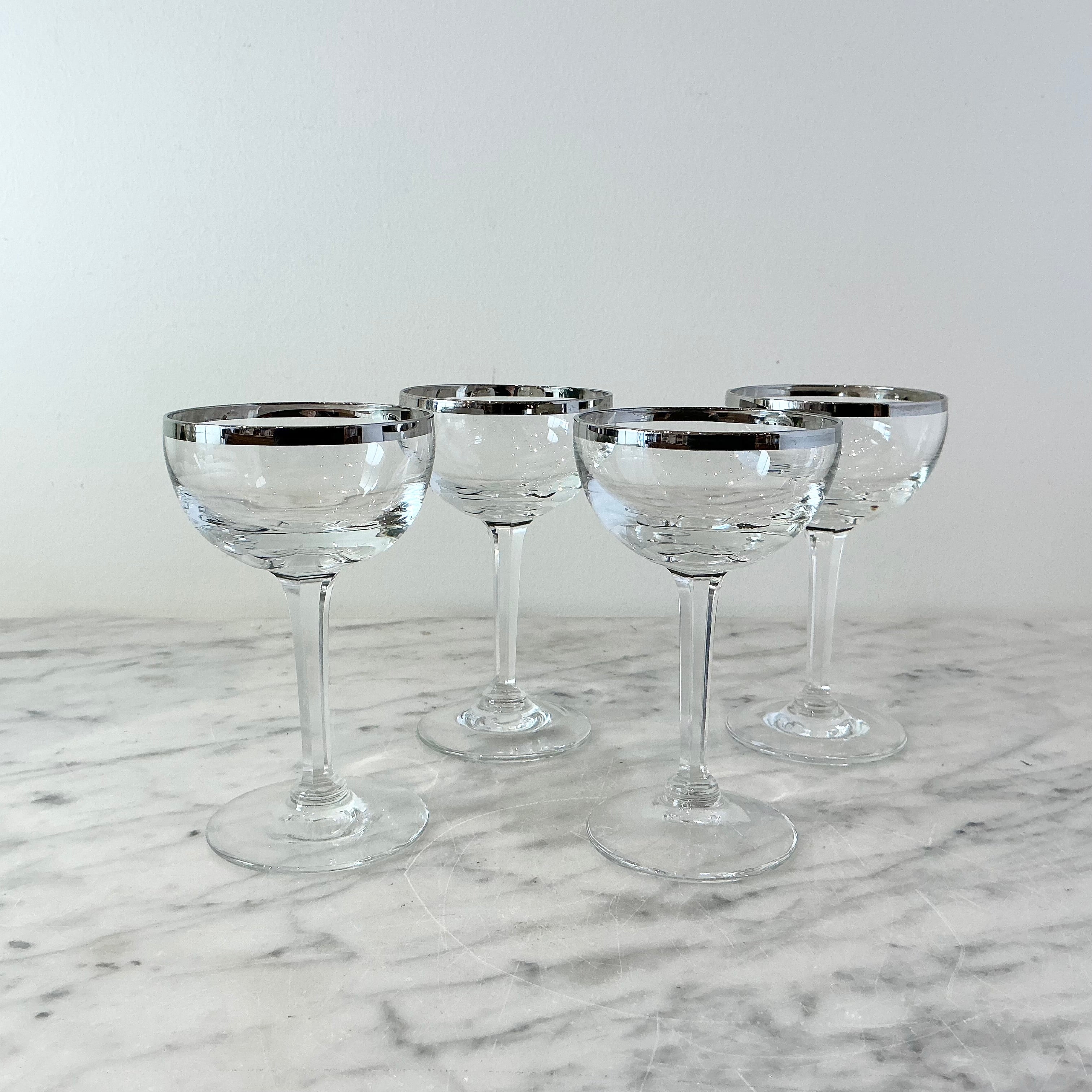 S/4 Vintage Stemmed Glasses with Silver Rim – HAUS THEORY