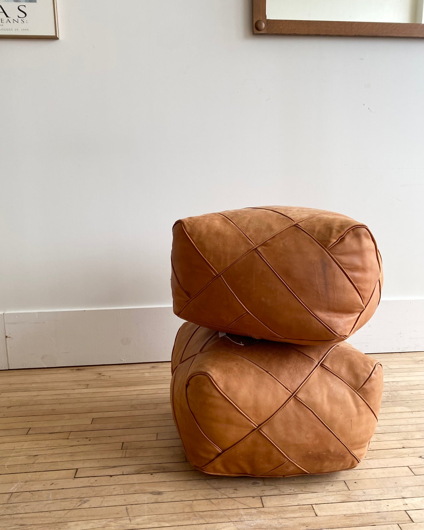 Found Leather Pouf