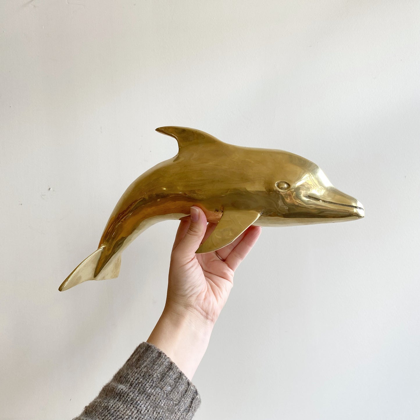 XL Vintage Brass Dolphin, 13"  (Nautical Collection)