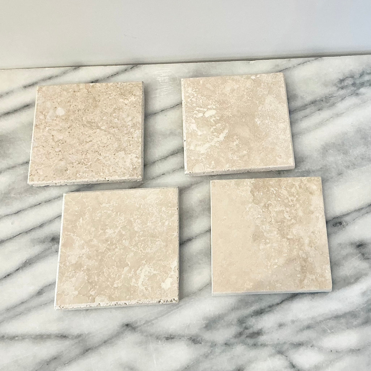 S/4 Vintage Travertine Coasters