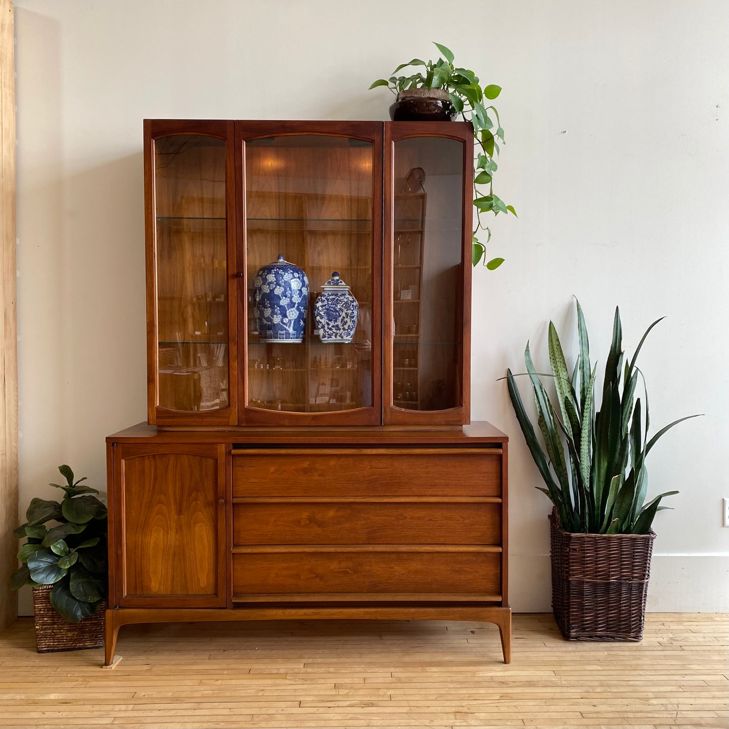 Vintage Walnut Hutch by Lane