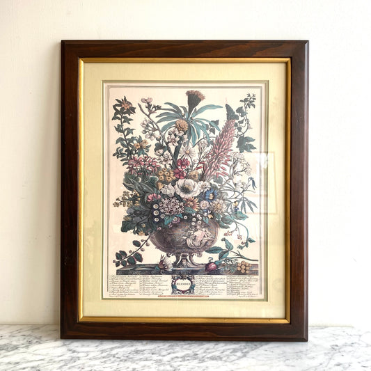 Vintage Framed “December” Flowers Print