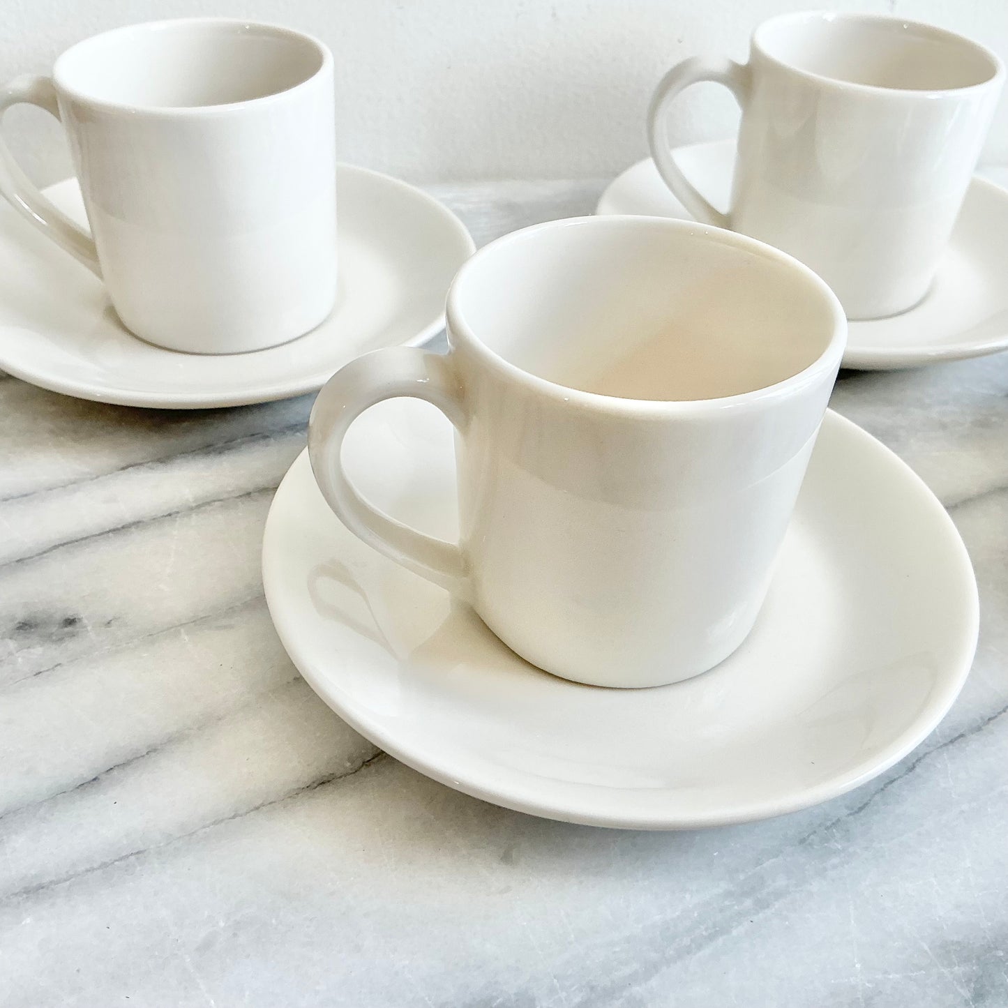 S/4 Vintage Porcelain Espresso Cups + Saucers
