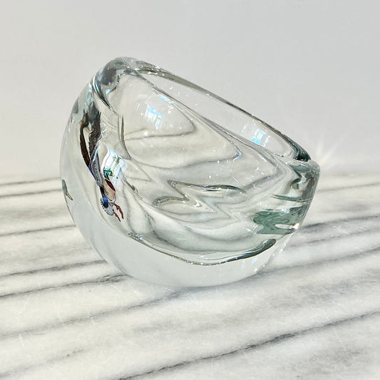 Vintage Chunky Glass Ashtray with Duck