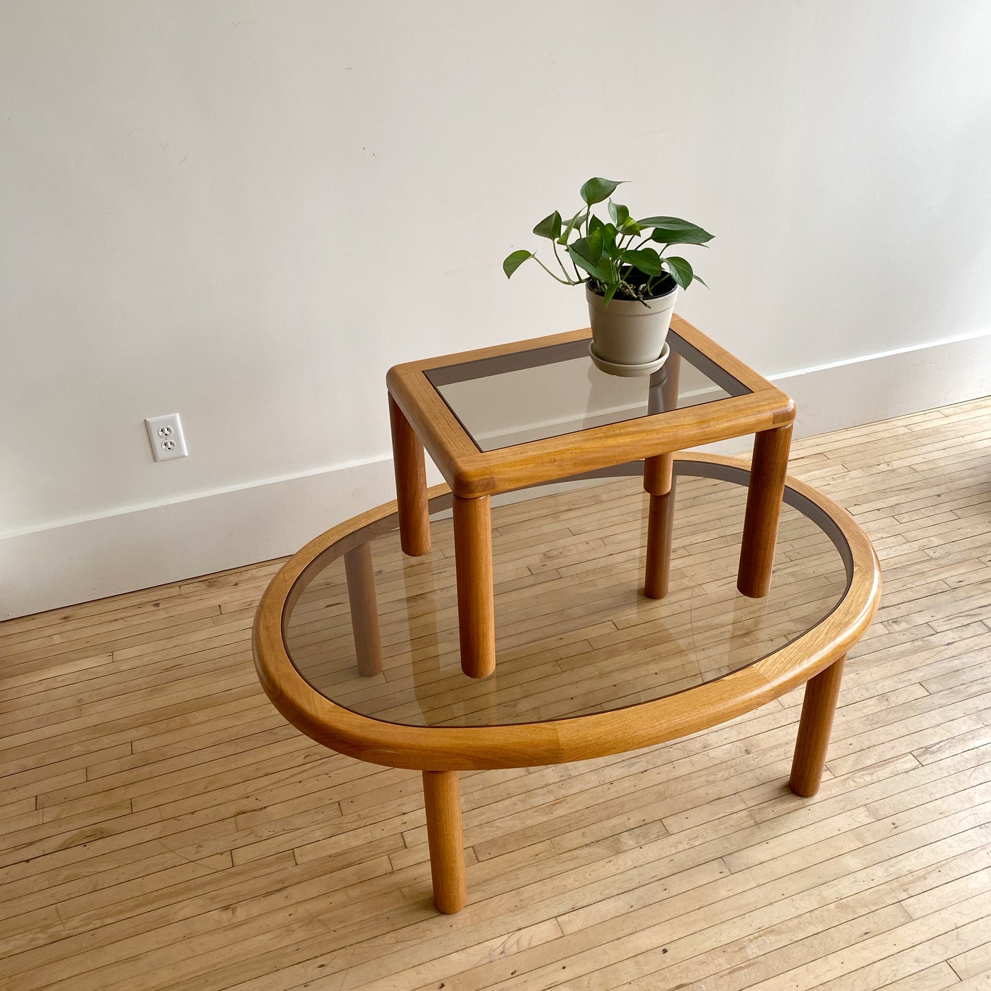 Vintage Teak + Smoked Glass Side Table, by Haslev