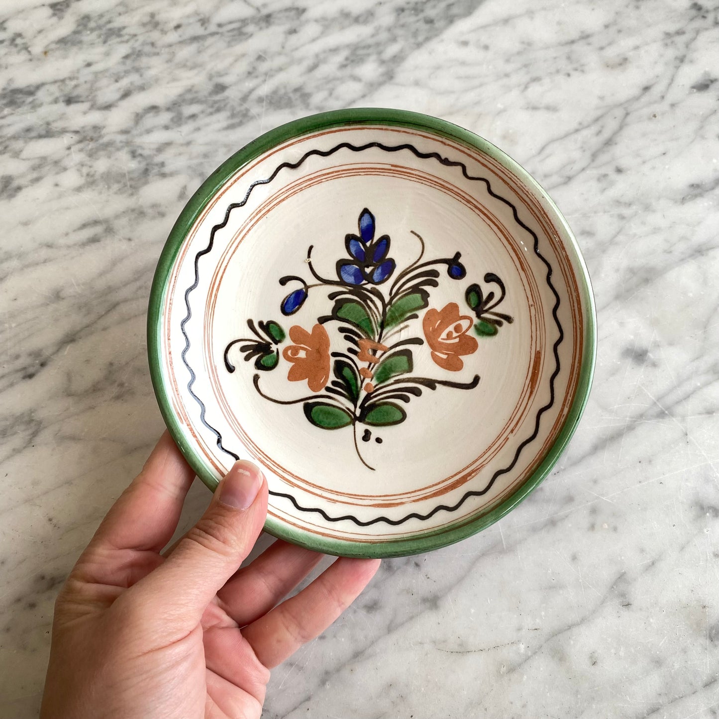 Small Vintage Hungarian Folk Art Plate, 6”