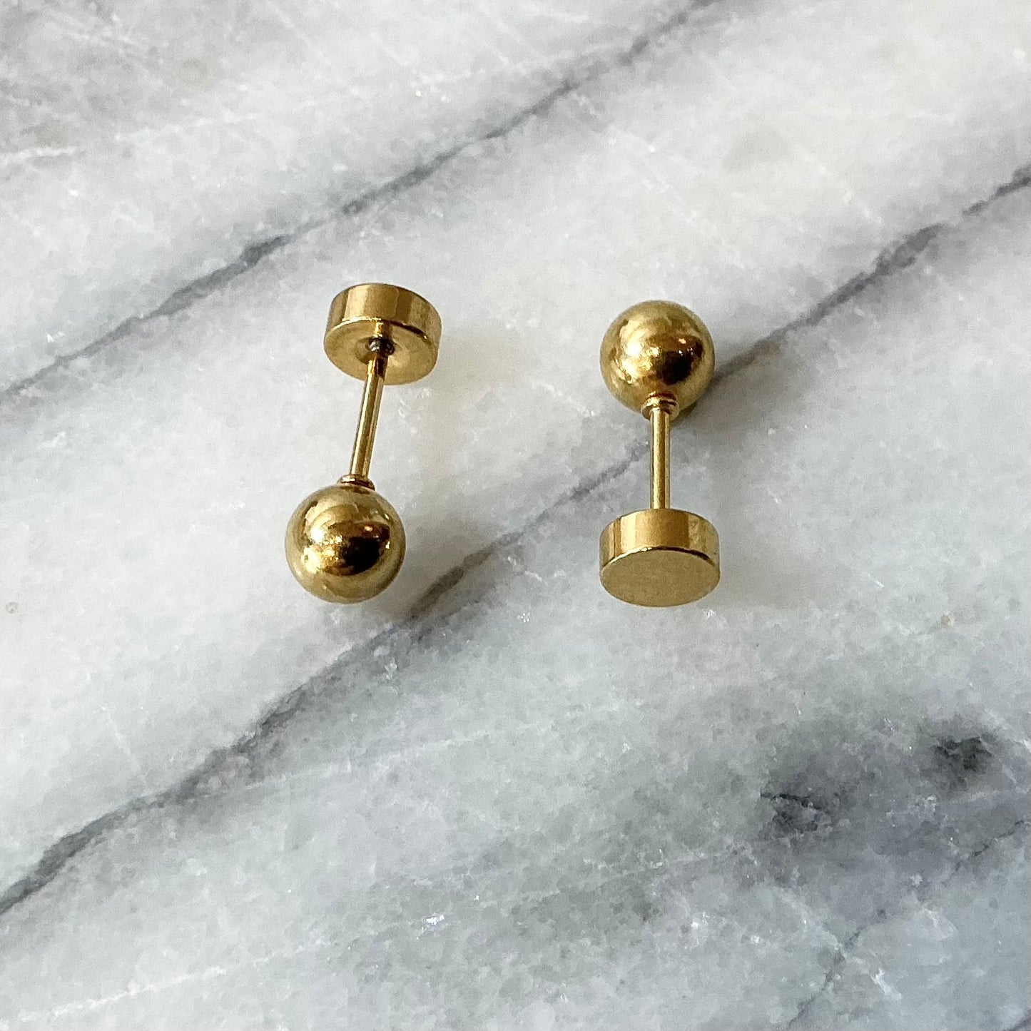 Golden Ball Earrings with Twist Backs