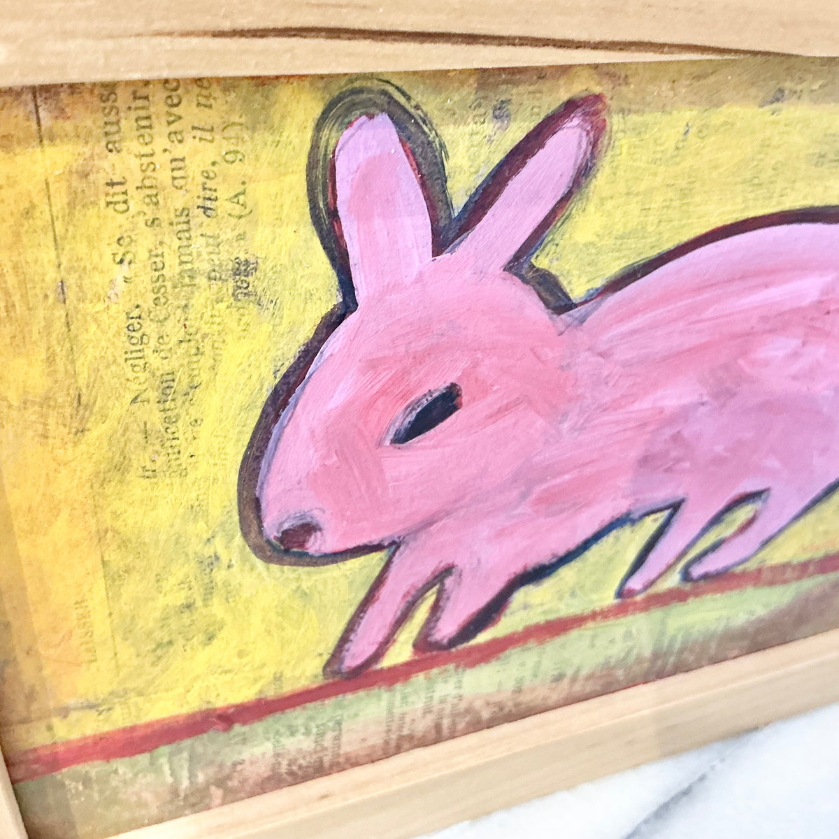 Original Pink Bunny Painting