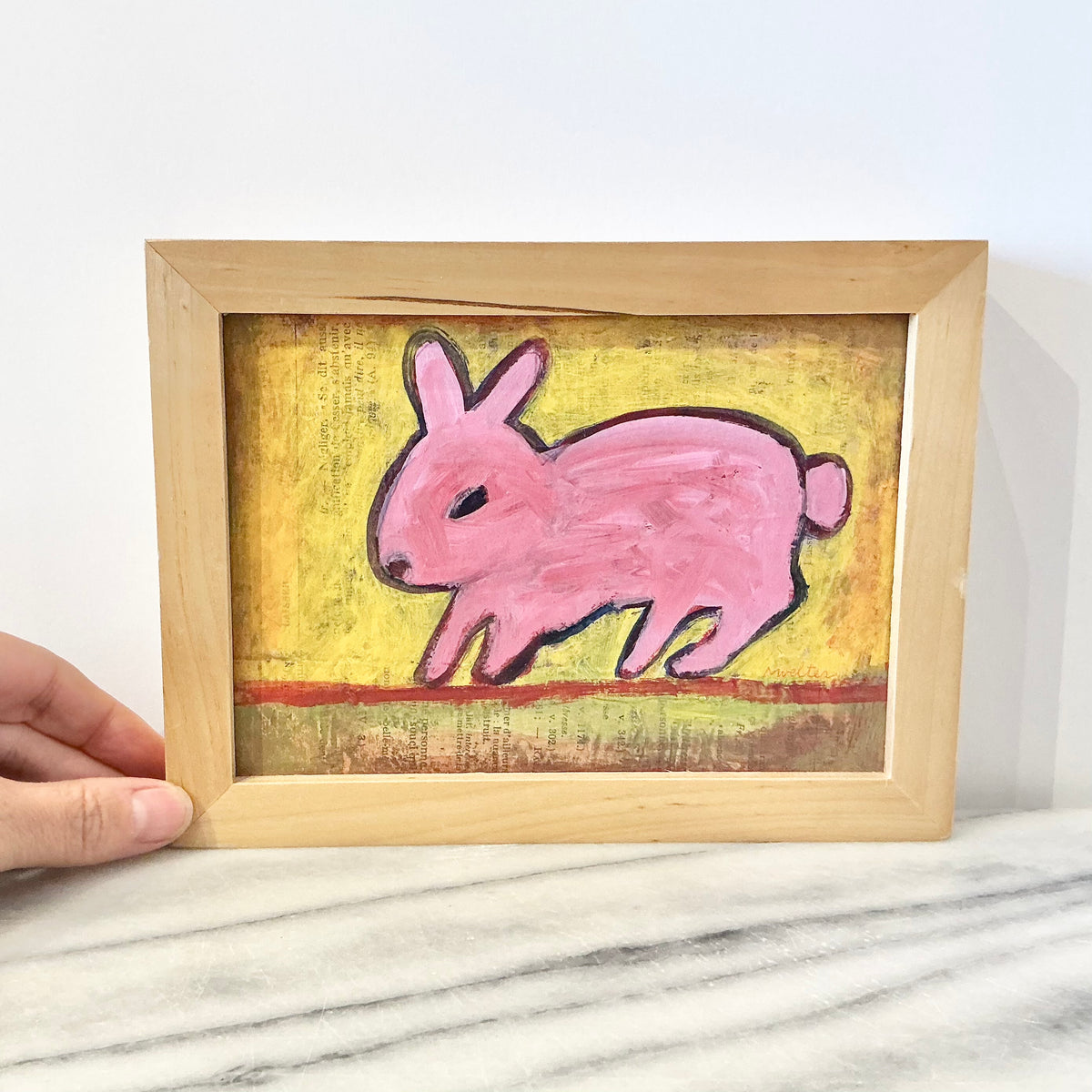 Original Pink Bunny Painting