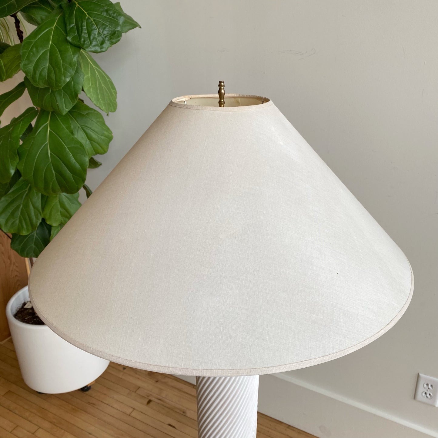 Vintage Reeded Plaster Floor Lamp with Shade