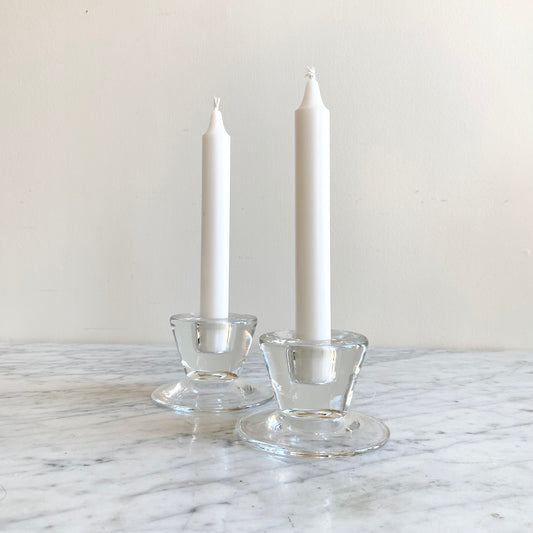 Pair of Vintage Mod Glass Candle Holders