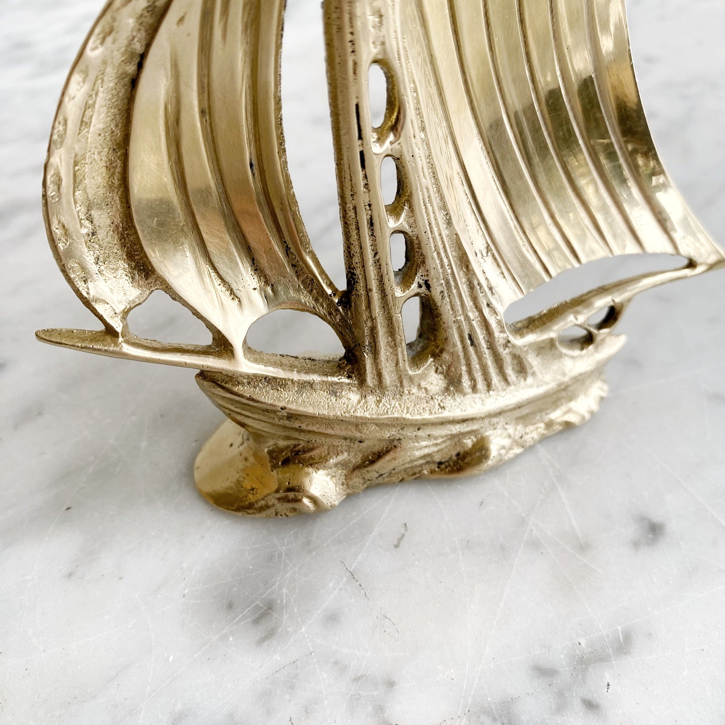 Vintage Brass Ship, 4"