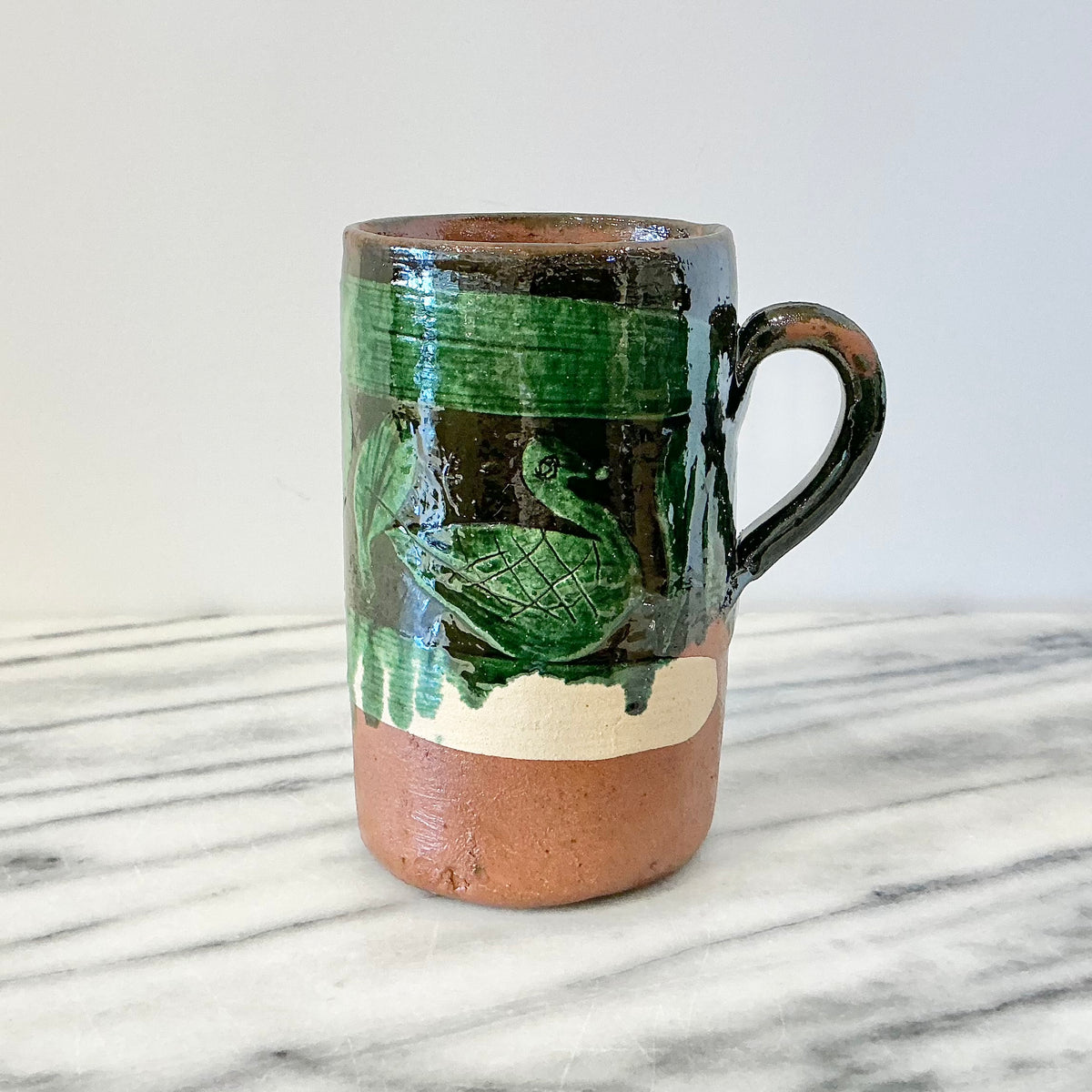 Vintage Mexican Pottery Swan Mug
