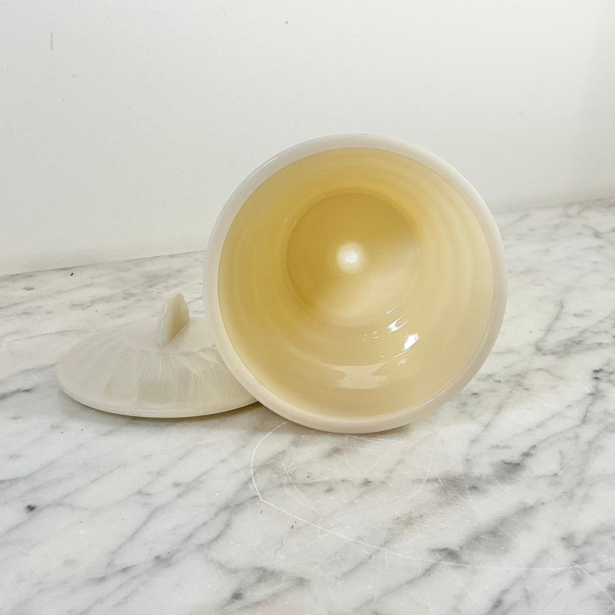 Vintage Ivory Glass Container