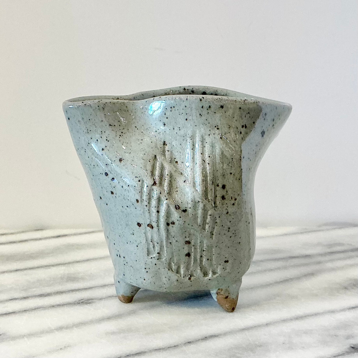Vintage Squished Pottery Creamer / Vase