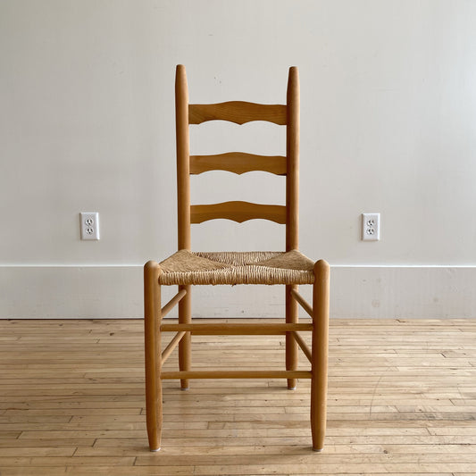 Vintage Primitive Ladder-back Chair with Rush Seat