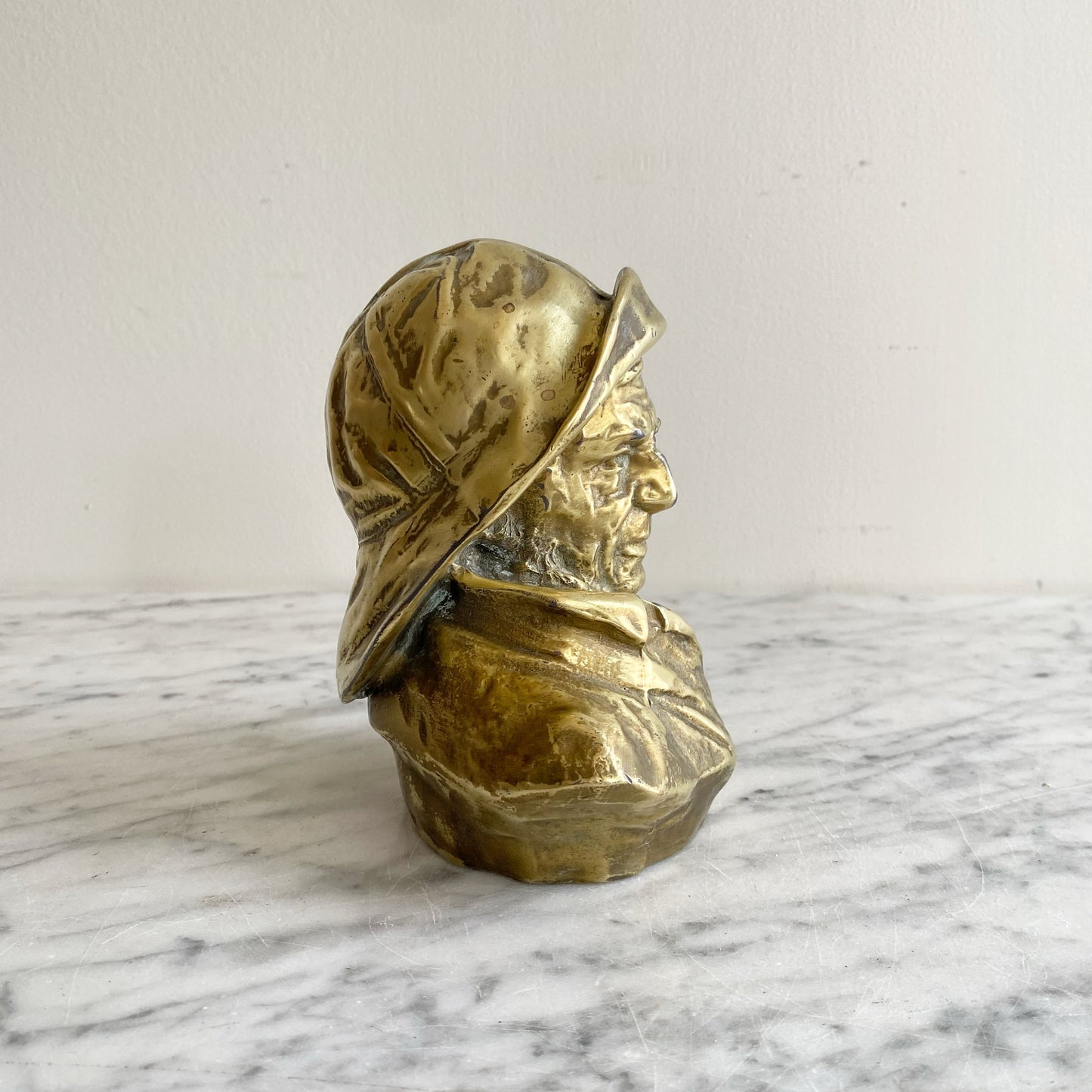 Vintage Brass Fisherman / Sea Captain Bust, 5.5" (NAUTICAL COLLECTION)