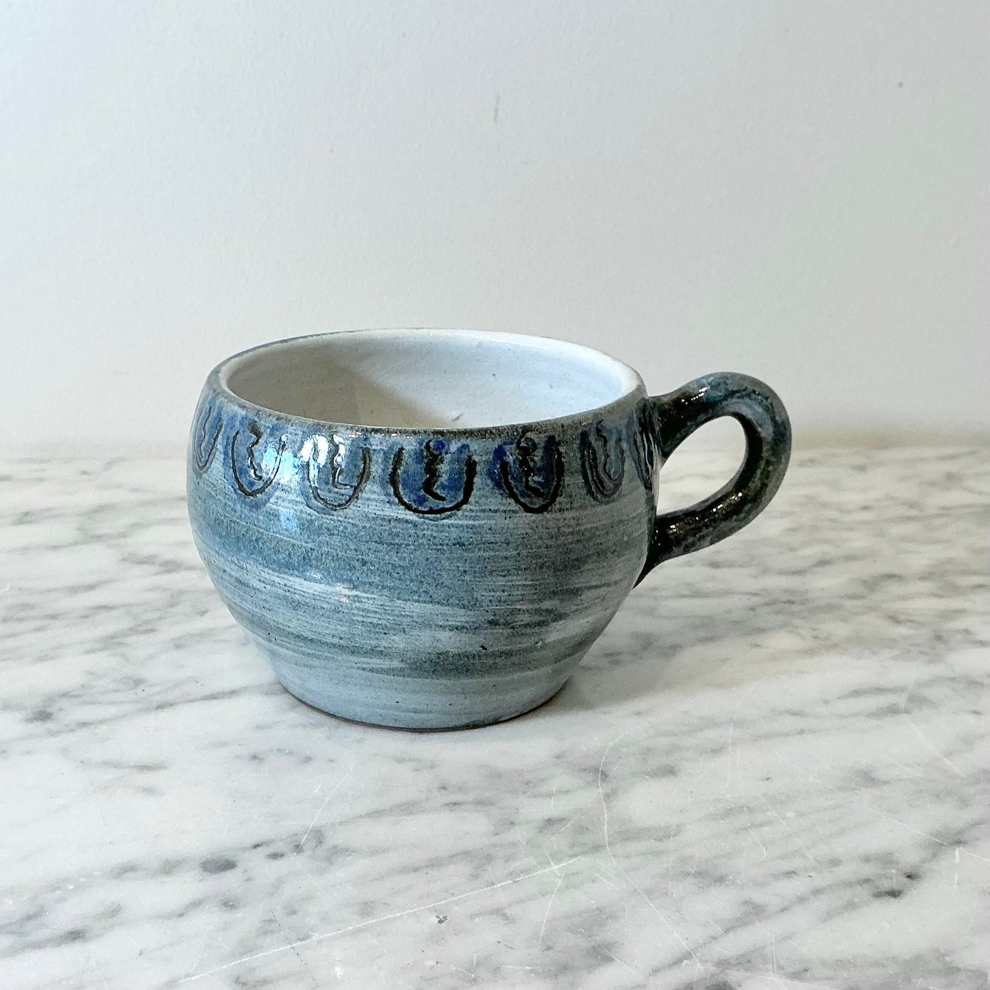 Vintage Blue Ceramic Coffee Cup