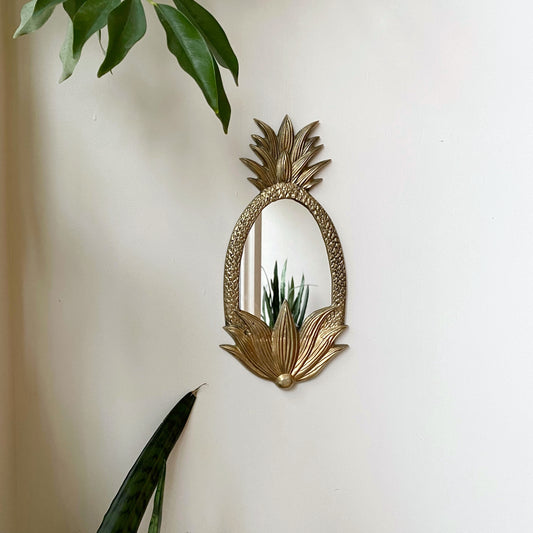 Vintage Brass Pineapple Accent Mirror