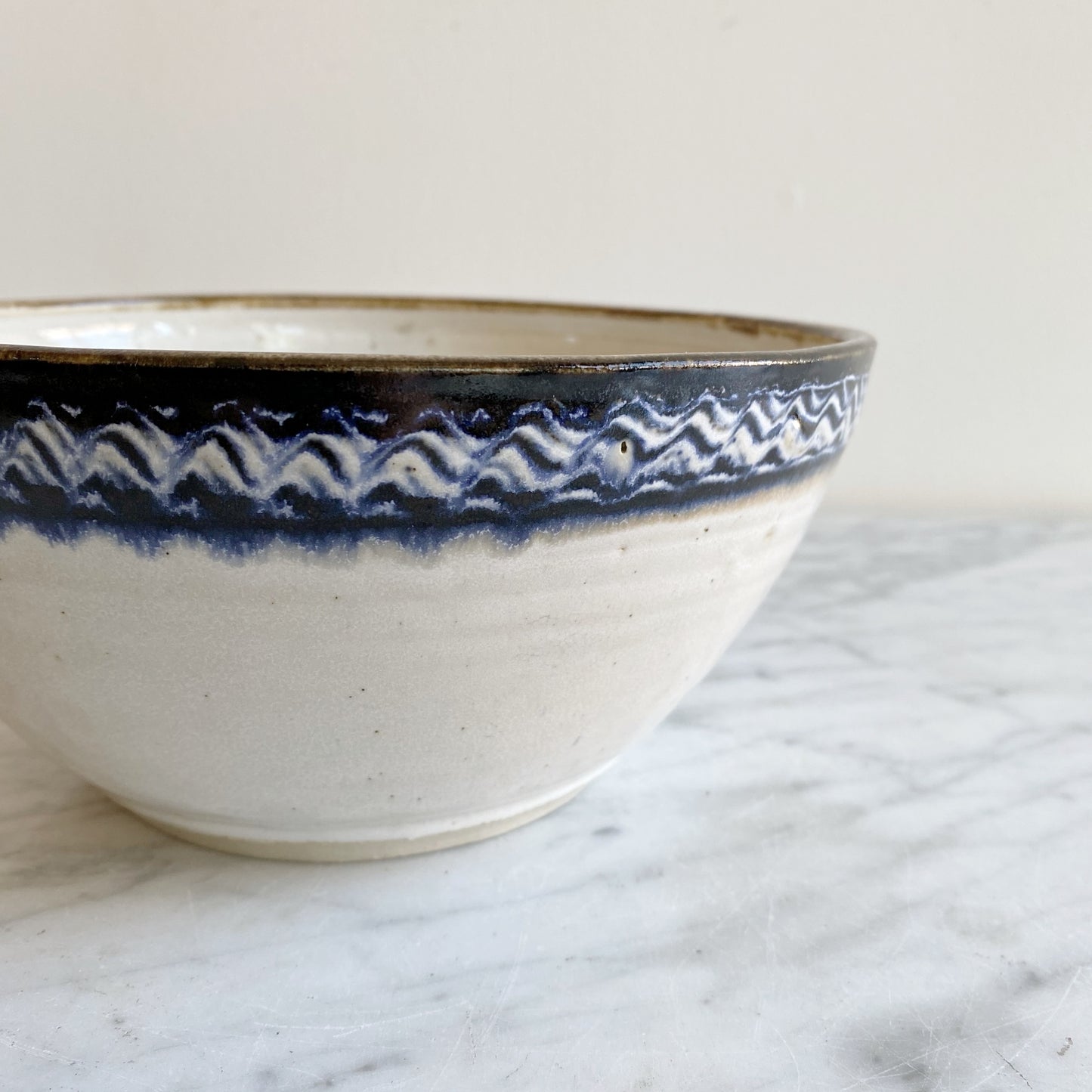 Vintage Pottery Bowl with "Wavy" Rim