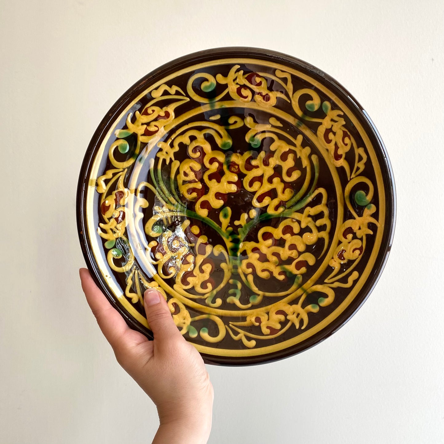 Vintage Hungarian Folk Art Bowl, 10.75"