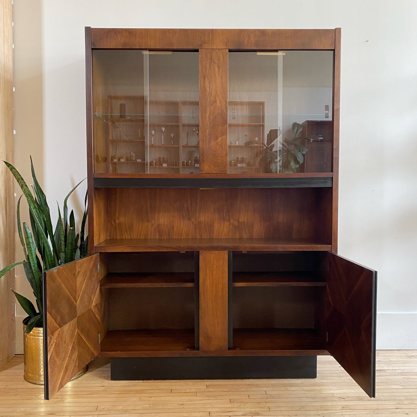 Vintage Mid-Century Walnut Hutch