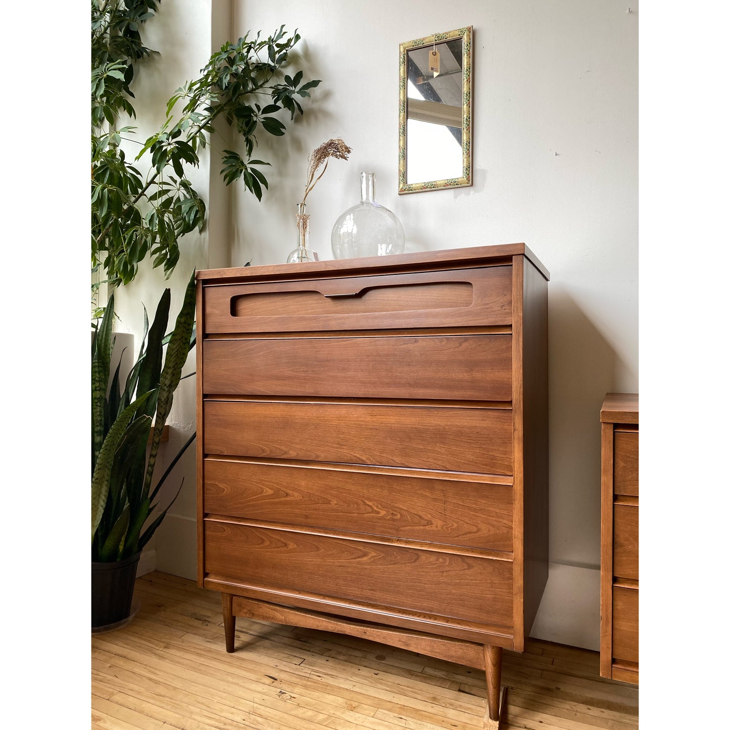 Restored Vintage MCM Tallboy Dresser by Bassett