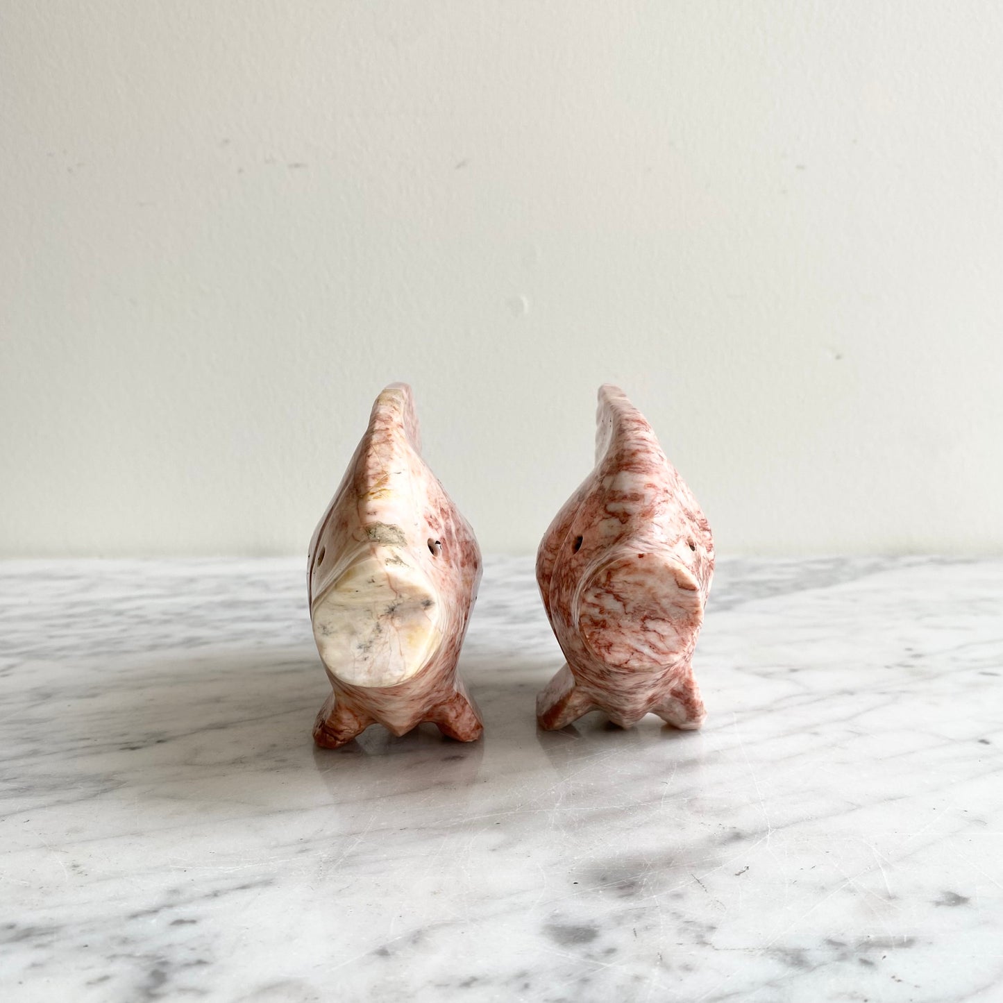 Pair of Vintage Pink Marble Fish