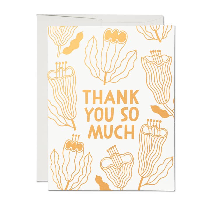 Gold Floral Thank You Greeting Card