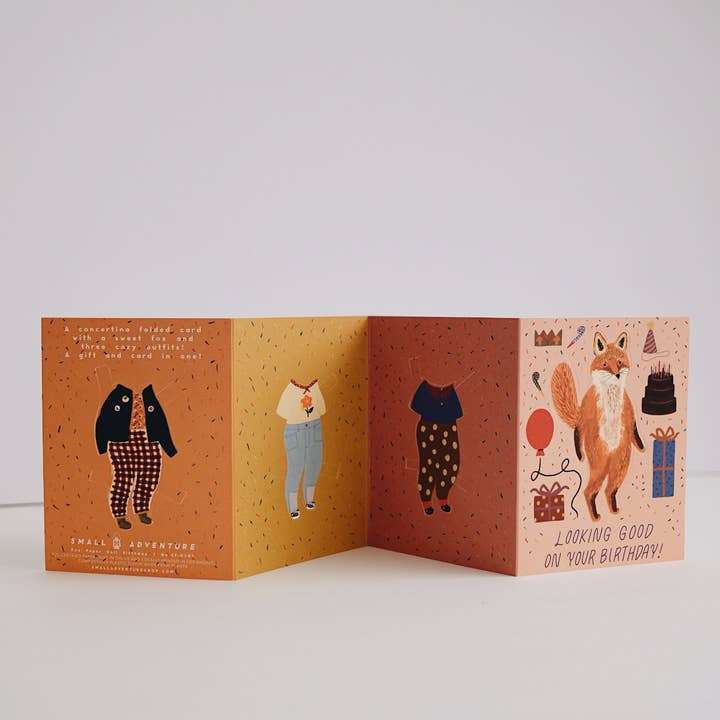 Fox Paper Doll Birthday Card
