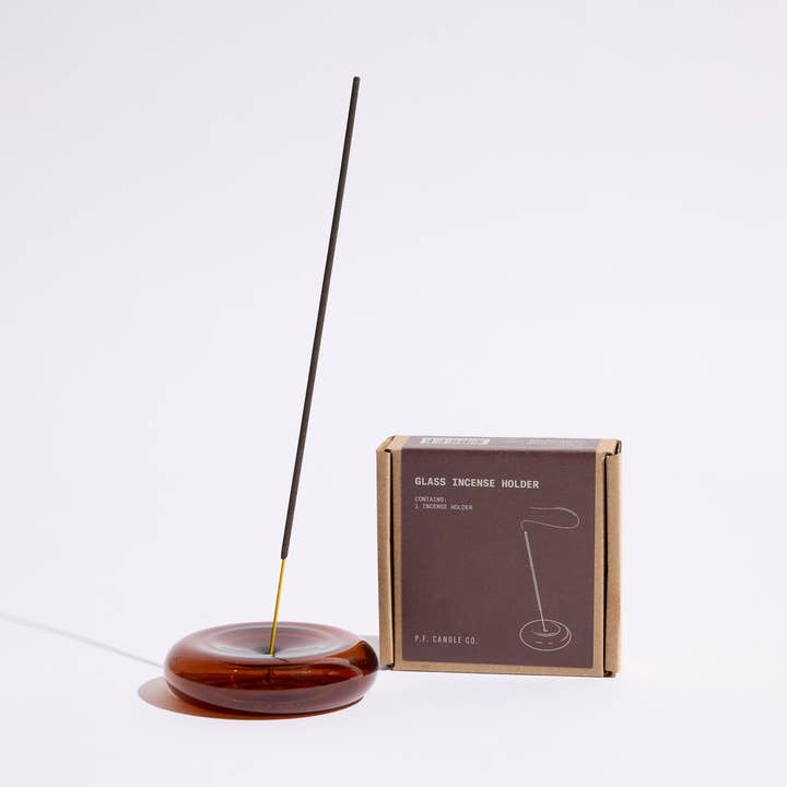 Amber Glass Incense Holder