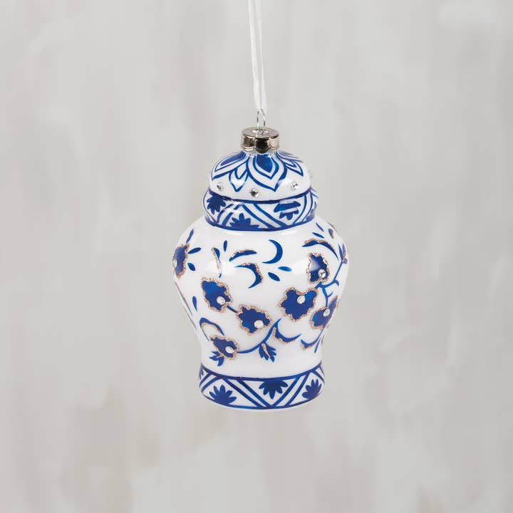 Glass Indigo Urn Ornament