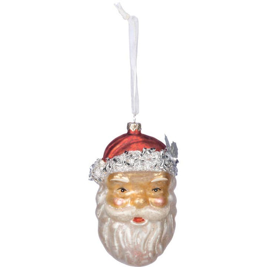 Glass Santa Ornament